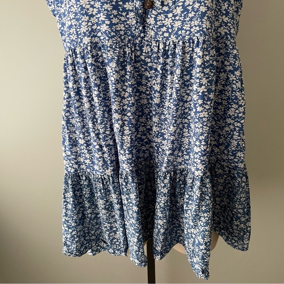 Papa Vancouver Floral Cottagecore Mini Dress Ruffled Tiered Front Button Tie 2XL - Picture 4 of 5